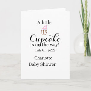 A little cupcake is on its way baby shower name da card