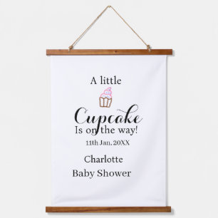 A little cupcake is on its way baby shower name da hanging tapestry