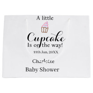 A little cupcake is on its way baby shower name da large gift bag
