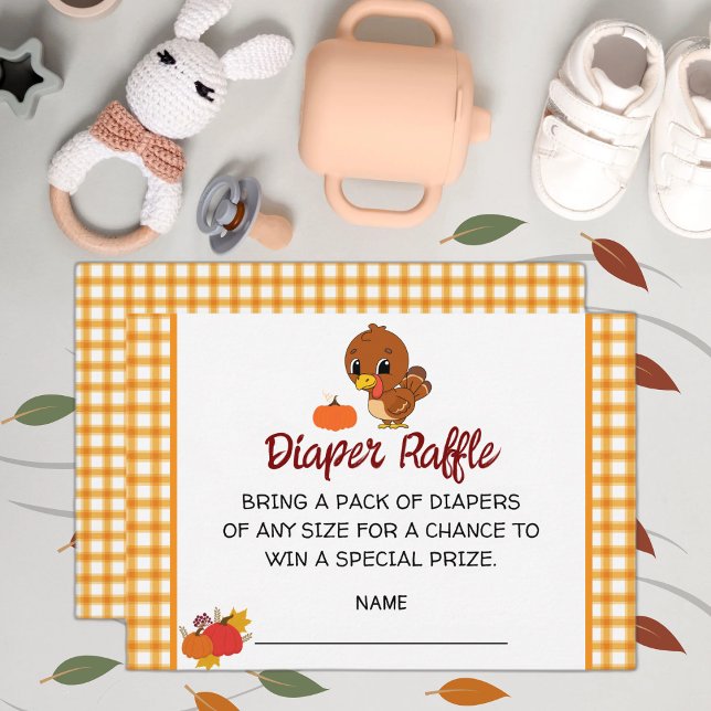 A Little Cute Turkey Baby Shower Diaper Raffle  Enclosure Card (Creator Uploaded)