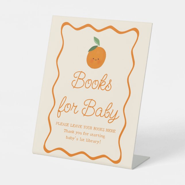 A Little Cutie Baby Shower Books for Baby Pedestal Sign (Front)