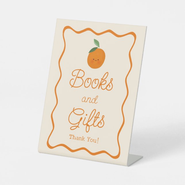 A Little Cutie Baby Shower Books & Gifts Pedestal Sign (Front)