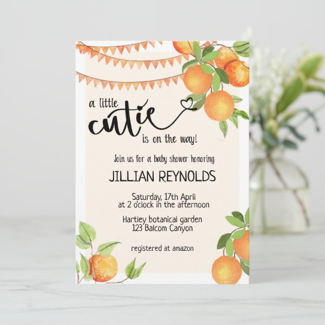 A little cutie, Baby shower, gender neutral (Standing Front)