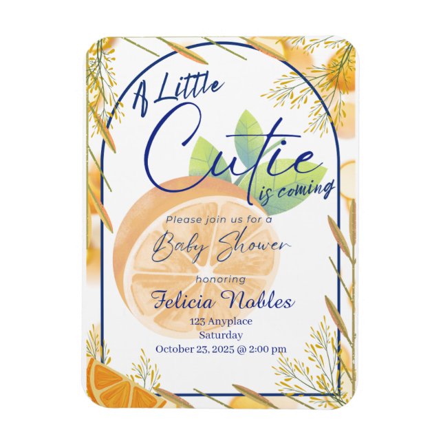 A Little Cutie: Baby Shower Invite Magnet (Vertical)