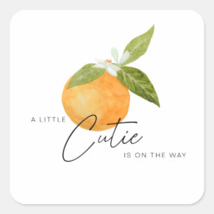 A little Cutie Baby Shower Oranges  Square Sticker
