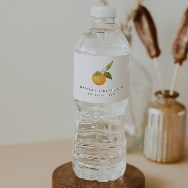 A little Cutie Baby Shower Oranges  Water Bottle Label (Creator Uploaded)