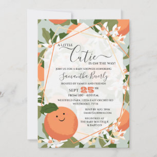 A Little Cutie Citrus and Mint Green Baby Shower I Invitation