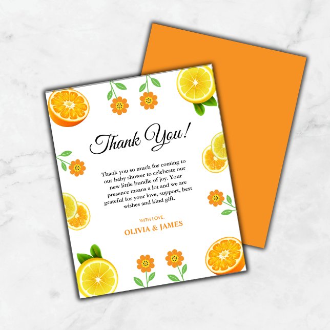 A Little Cutie Citrus Baby Shower Thank You Card  (Budget A Little Cutie Citrus Baby Shower Thank You Card )