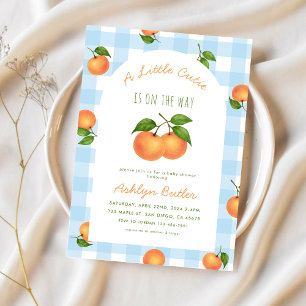 A Little Cutie Citrus Blue Baby Shower Invitation