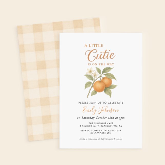 A Little Cutie Citrus Orange Baby Shower Invitation (Creator Uploaded)