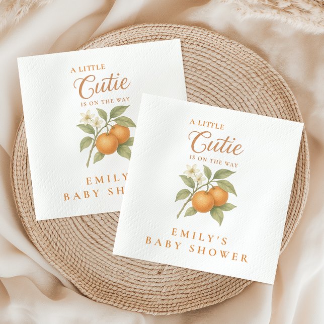 A Little Cutie Citrus Orange Baby Shower Napkin (Creator Uploaded)