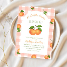 A Little Cutie Citrus Pink Baby Shower Invitation