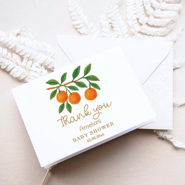 A Little Cutie Clementine Baby Shower  Thank You Card (Creator Uploaded)