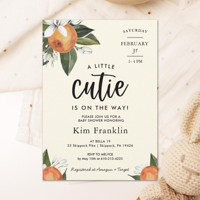 A Little Cutie Clementine Orange BABY SHOWER Invitation (Creator Uploaded)