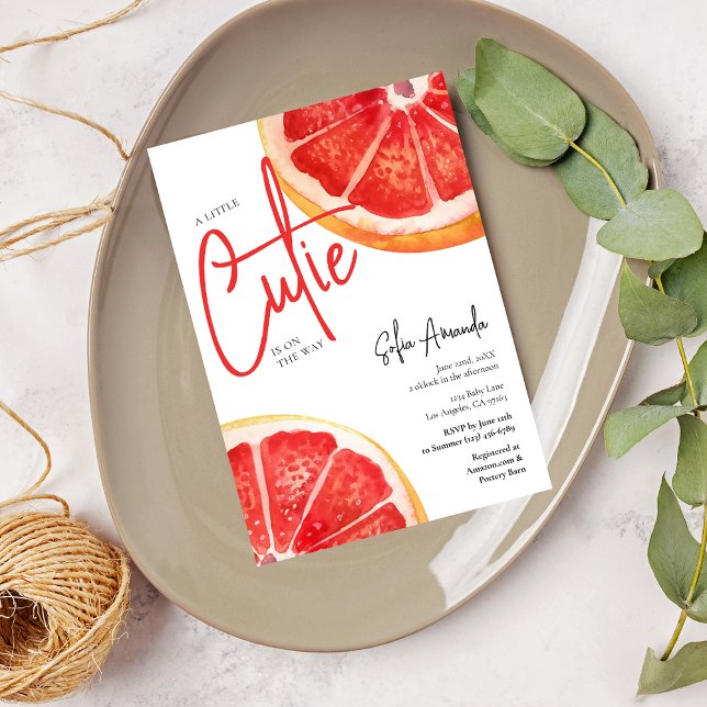 A Little Cutie Grapefruit Citrus Baby Shower Invitation (Creator Uploaded)