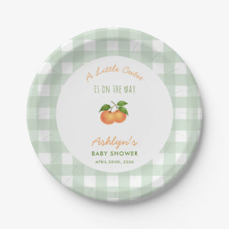 A Little Cutie Green Baby Shower Paper Plates