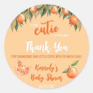 A Little CUTIE is on the Way!  Baby Shower Classic Round Sticker
