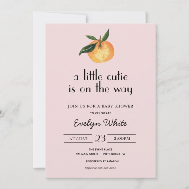 A little cutie is on the way Baby Shower Invitation (Front)