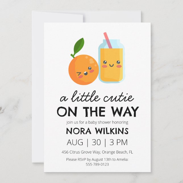 a little cutie is on the way baby shower invitation (Front)