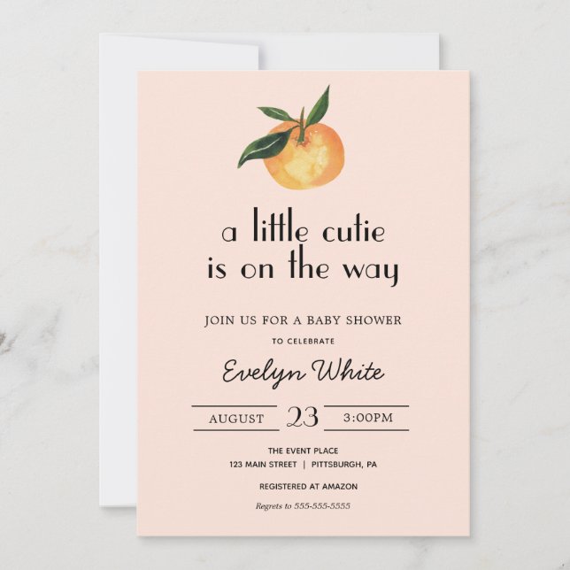A little cutie is on the way Baby Shower Invitation (Front)