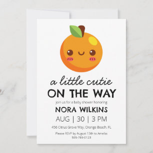 a little cutie is on the way baby shower invitation