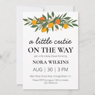 a little cutie is on the way baby shower invitation