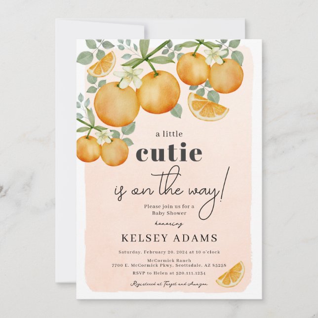 A Little Cutie is on the Way Baby Shower Invite (Front)
