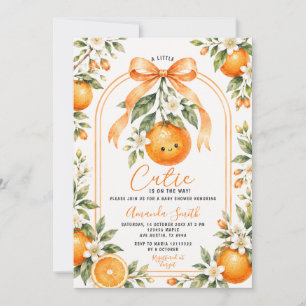 A little cutie is on the way Baby Shower Orange Invitation