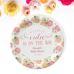A Little Cutie is on the Way Baby Shower Paper Plate