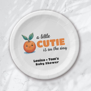 A Little Cutie is on the Way Baby Shower Paper Plate