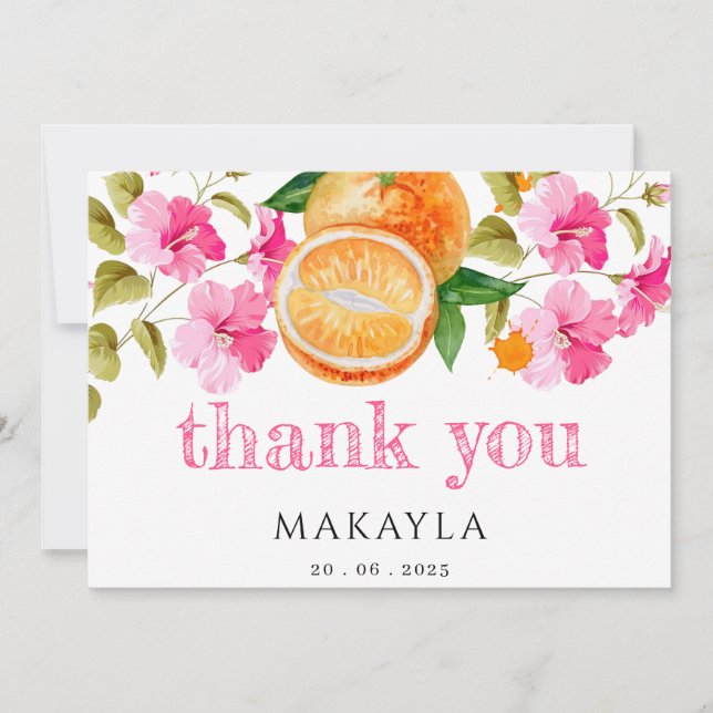 A Little Cutie Is On The Way Baby Shower Thank You Card (Front)