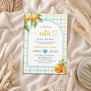 A Little Cutie is on the Way Blue Baby Shower Invitation