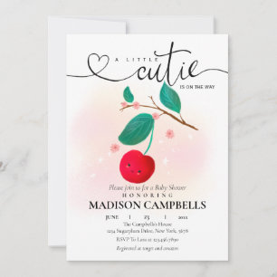 A Little Cutie is On The Way Cherry Invitation
