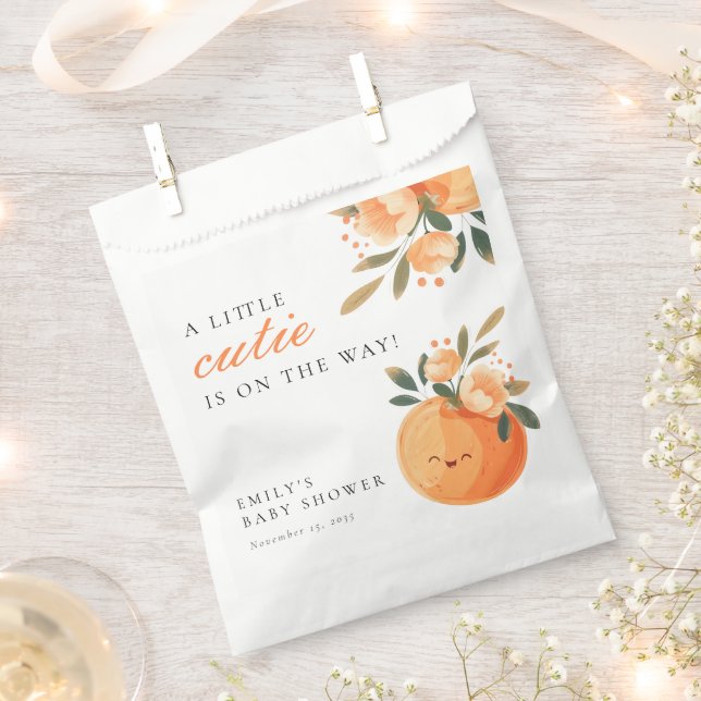 A Little Cutie Is On The Way Citrus Baby Shower Favour Bag (Clipped)