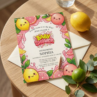 A Little Cutie Is On The Way Citrus Baby Shower Invitation
