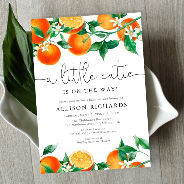 A little cutie is on the way citrus baby shower invitation (Creator Uploaded)