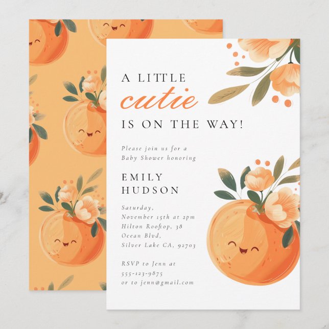 A Little Cutie Is On The Way Citrus Baby Shower Invitation (Front/Back)