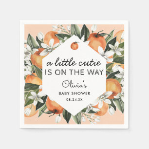 A Little Cutie Is On The Way Citrus Baby Shower Napkin