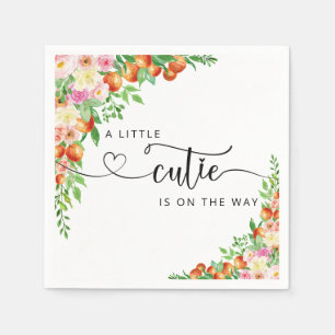 A little cutie is on the way citrus baby shower napkin