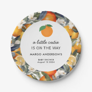 A Little Cutie is on the Way Citrus Baby Shower Paper Plate