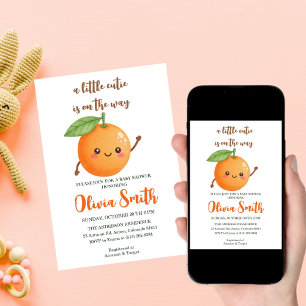 a little Cutie is on the Way,Funny Orange Invitation
