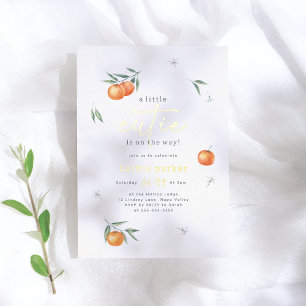 A Little Cutie is on the Way Orange Baby Shower