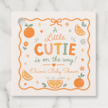 A Little Cutie Is On The Way Orange Baby Shower