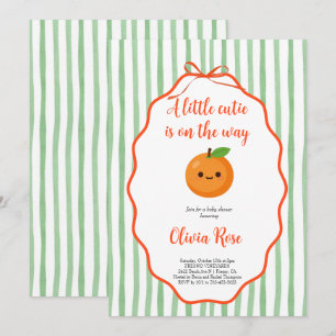 A Little Cutie Is On The Way Orange Baby Shower Invitation