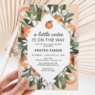 A Little Cutie is on the Way Orange Baby Shower Invitation