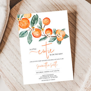 A Little Cutie is on the Way Orange Baby Shower  Invitation