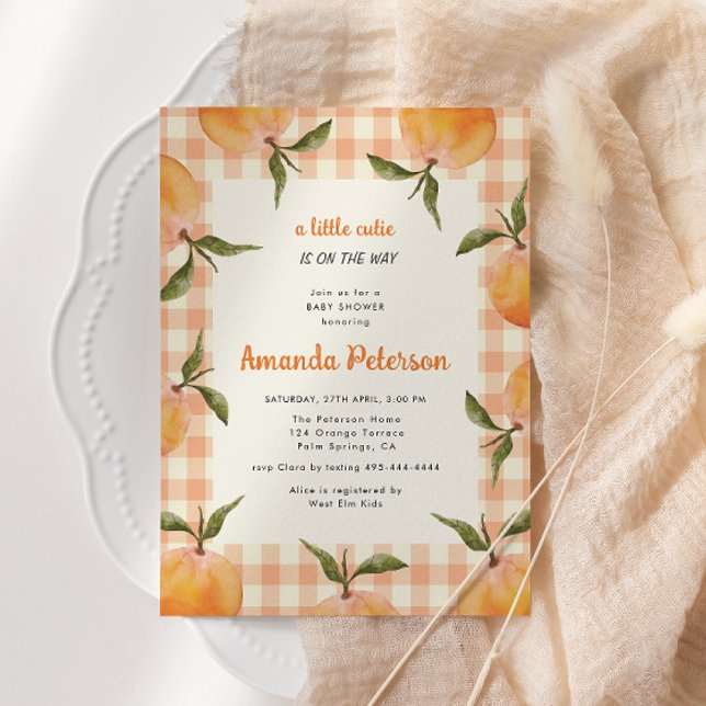A Little Cutie is on the Way Orange Baby Shower Invitation (Creator Uploaded)