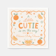 A Little Cutie Is On The Way Orange Baby Shower