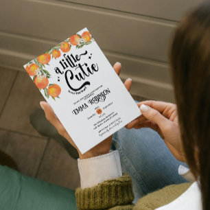 A Little Cutie Is on The Way Oranges Baby Shower  Invitation