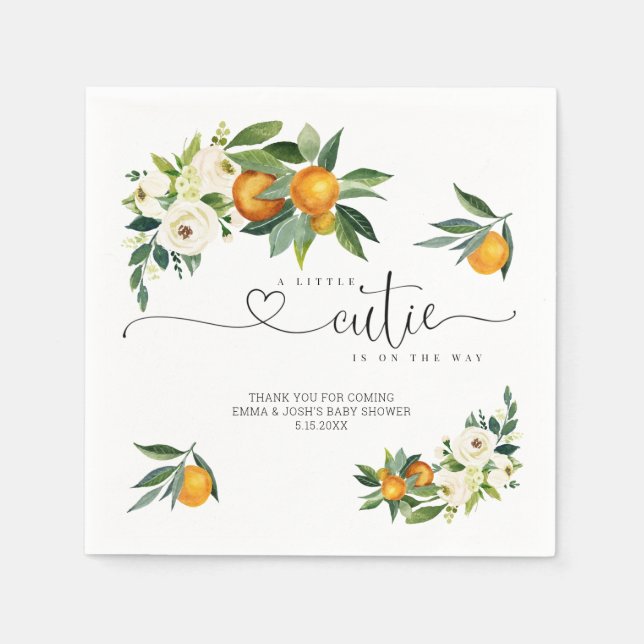 A Little Cutie is On The Way Paper Napkin (Front)